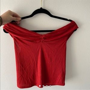 Silence + Noise ribbed off the shoulder top